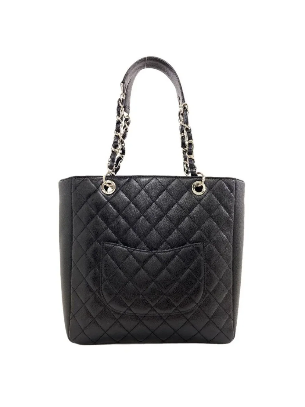 Chanel Quilted CC Logo Chain 2-Way Tote Bag Grained Calfskin